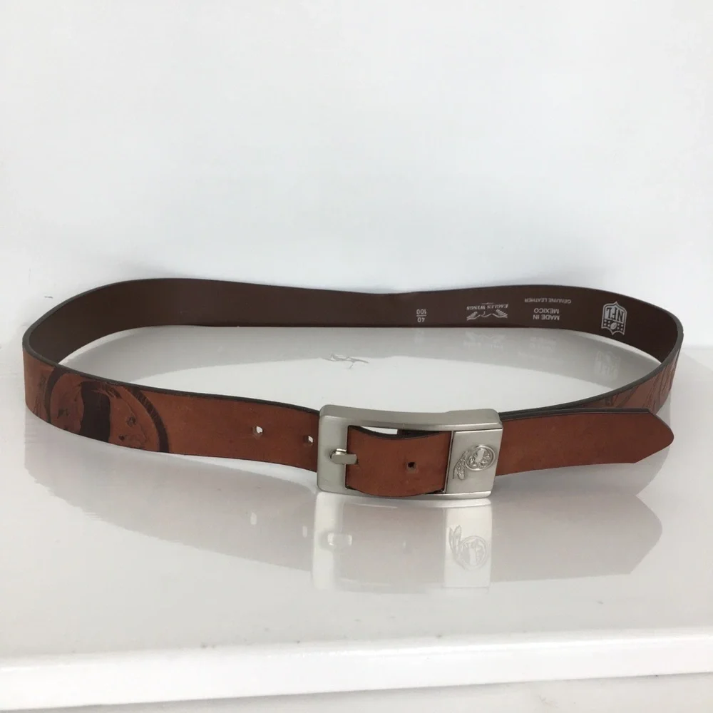 NFL Washington Redskins Commanders Old Logo Tooled Leather Belt Brown Men’s 40